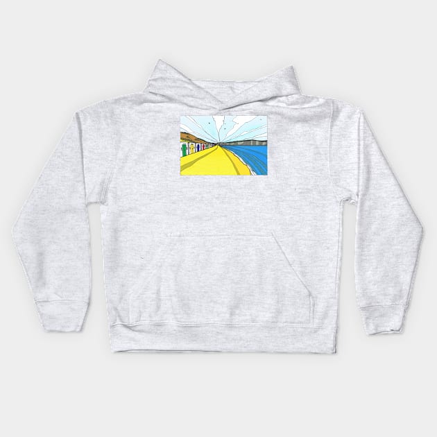 Beach Huts At Woolacombe Bay Kids Hoodie by SpencerHart